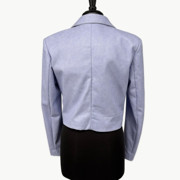 7 For All Mankind Faux Leather Cropped Jacket Sz Medium Lavender Double Breasted - Picture 7 of 13